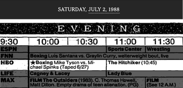 NYT July 2, 1988 Schedule
